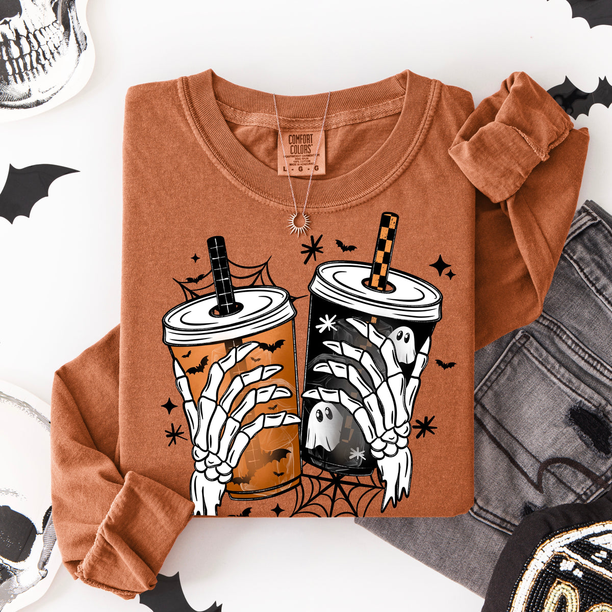 Halloween Skellie Hand Coffees PNG