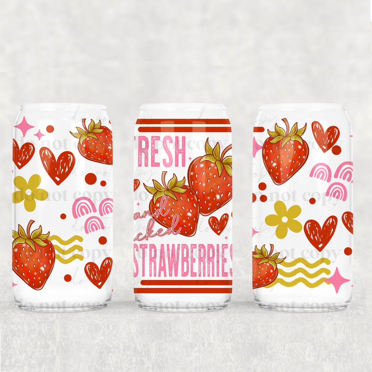 Fresh Strawberries 16oz Glass Wrap