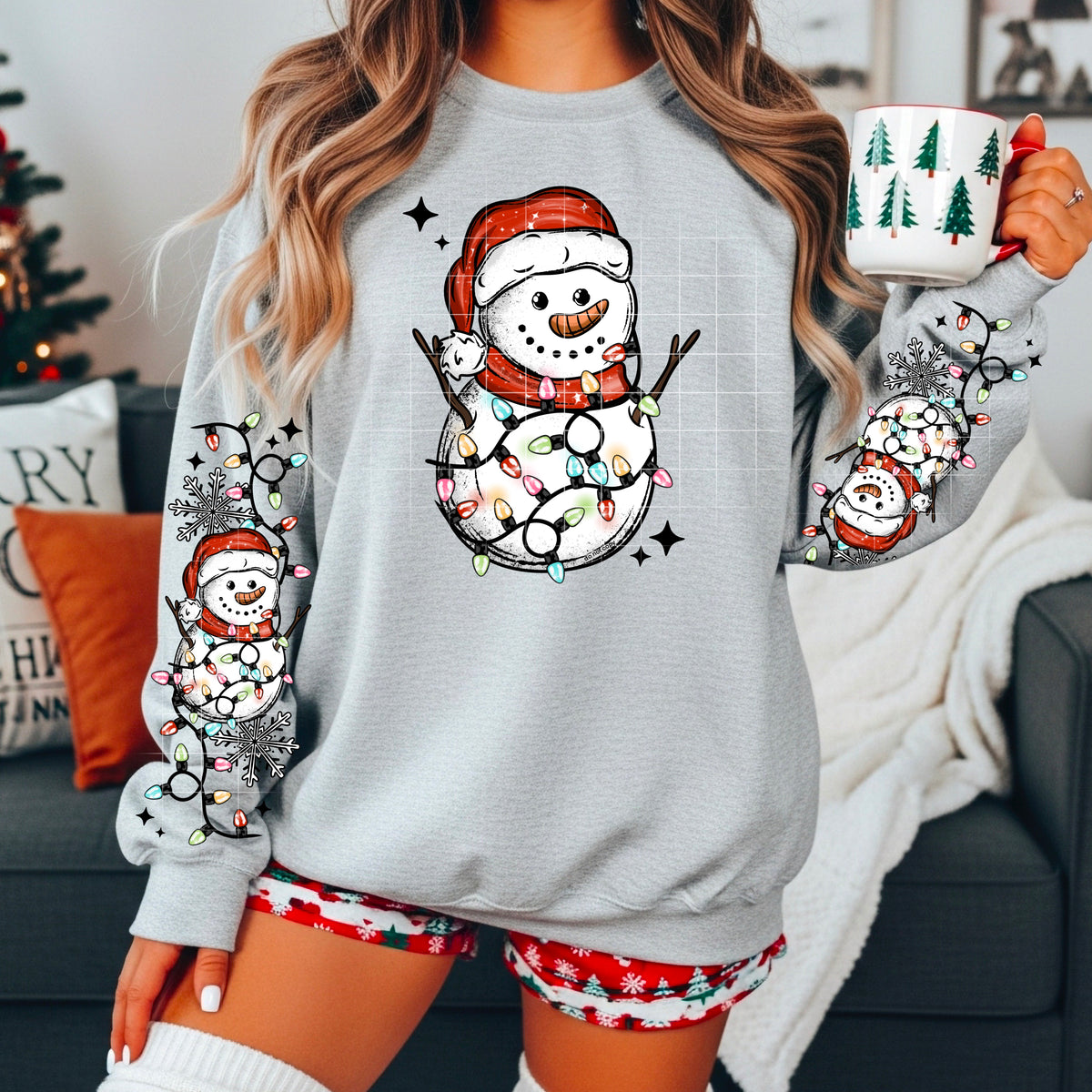 Merry Bright Snowman w/ Sleeves PNG