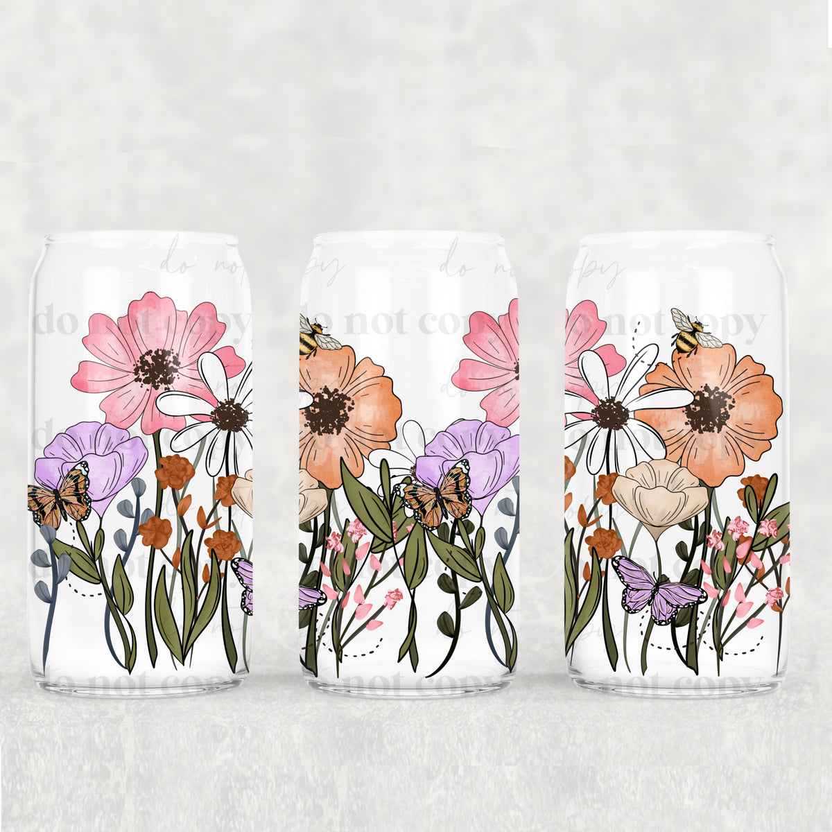 Wildflowers strip 16oz Glass Wrap