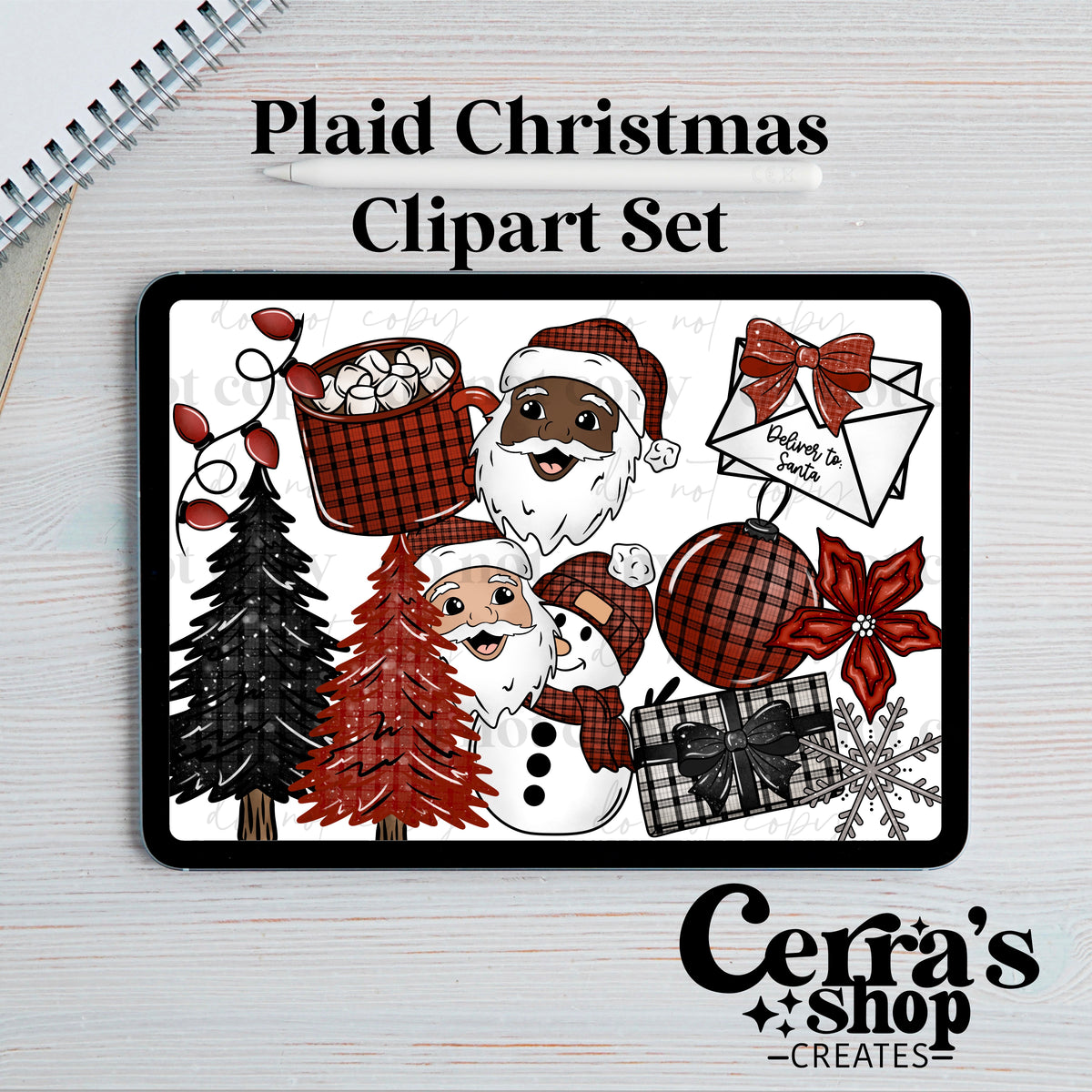 Plaid Christmas Clipart set