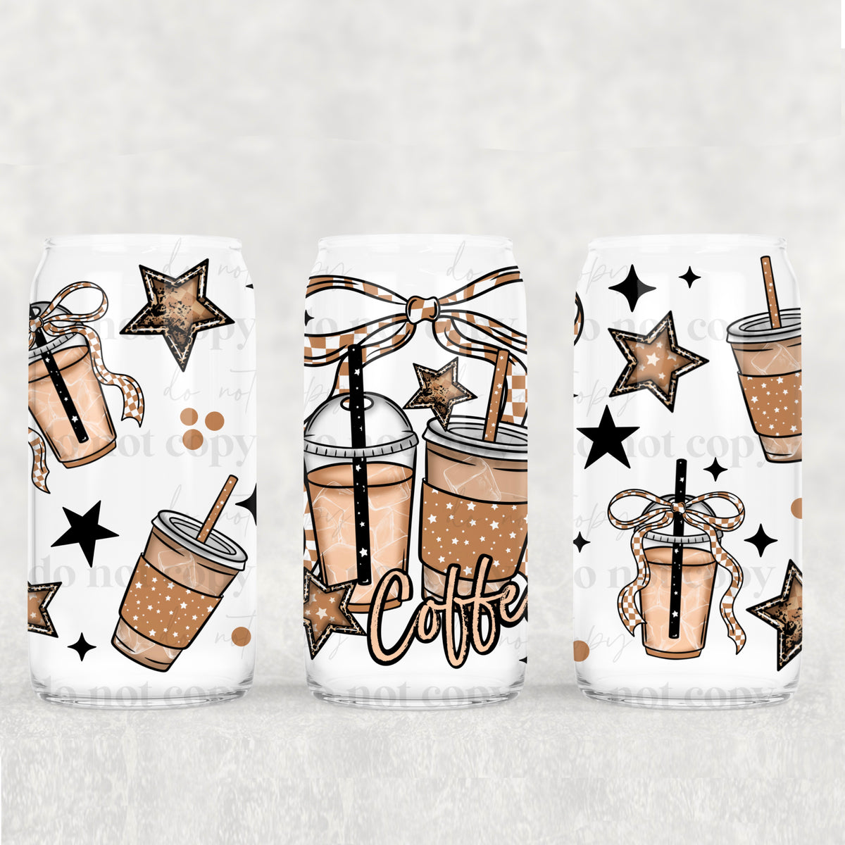 Coffee Bow 16oz Glass Wrap