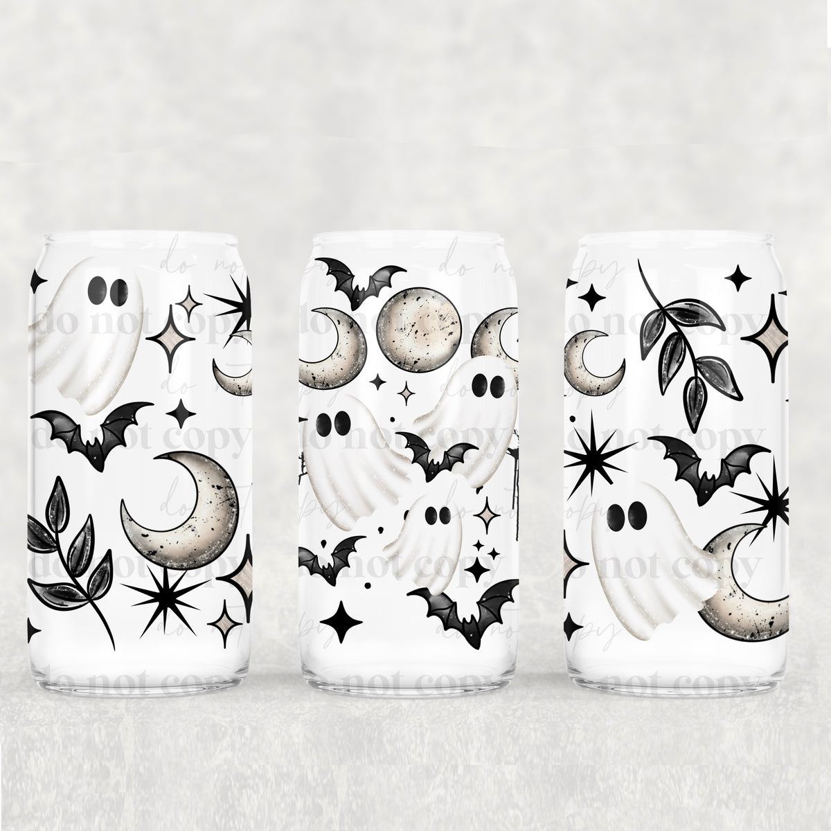 Ghosts and moons 16oz Glass Wrap
