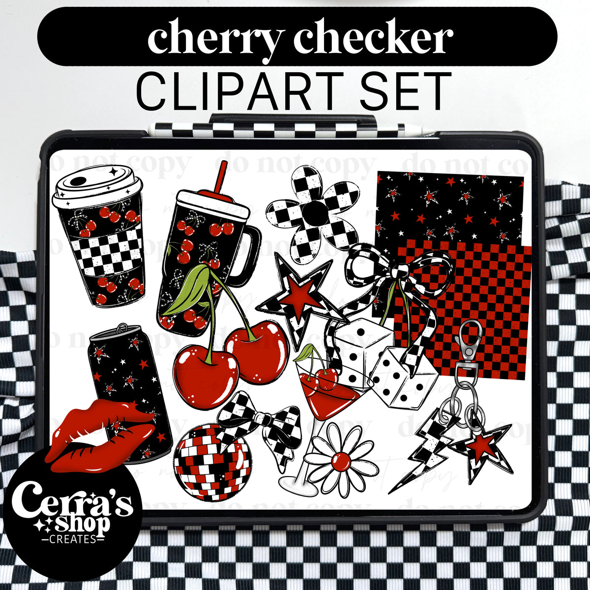 Cherry Checker Clipart set