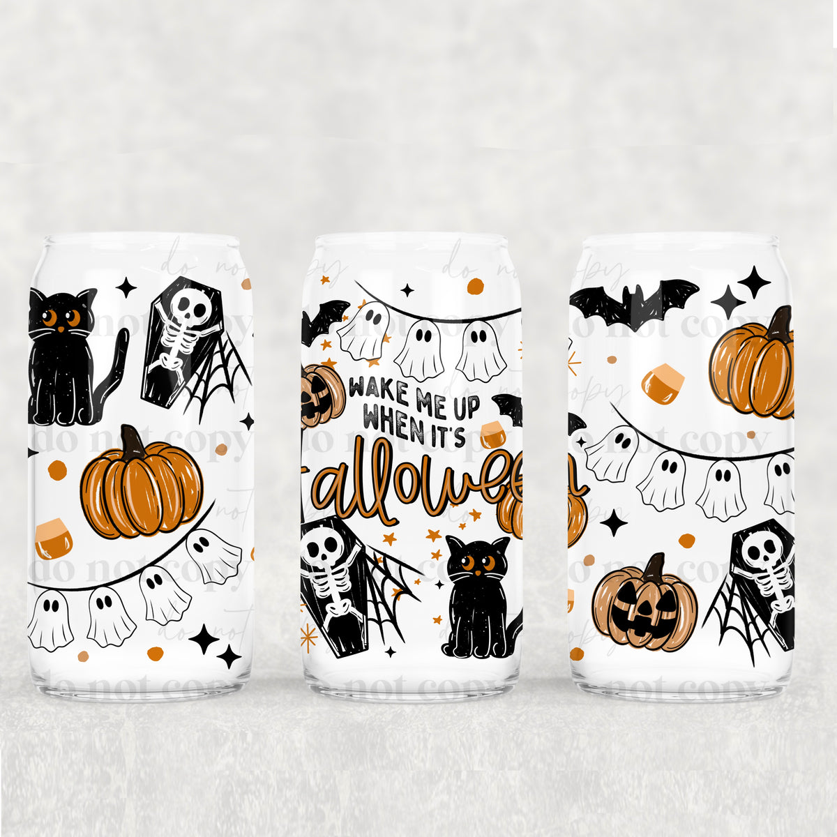 Wake Me Up When It’s Halloween  16oz Glass Wrap
