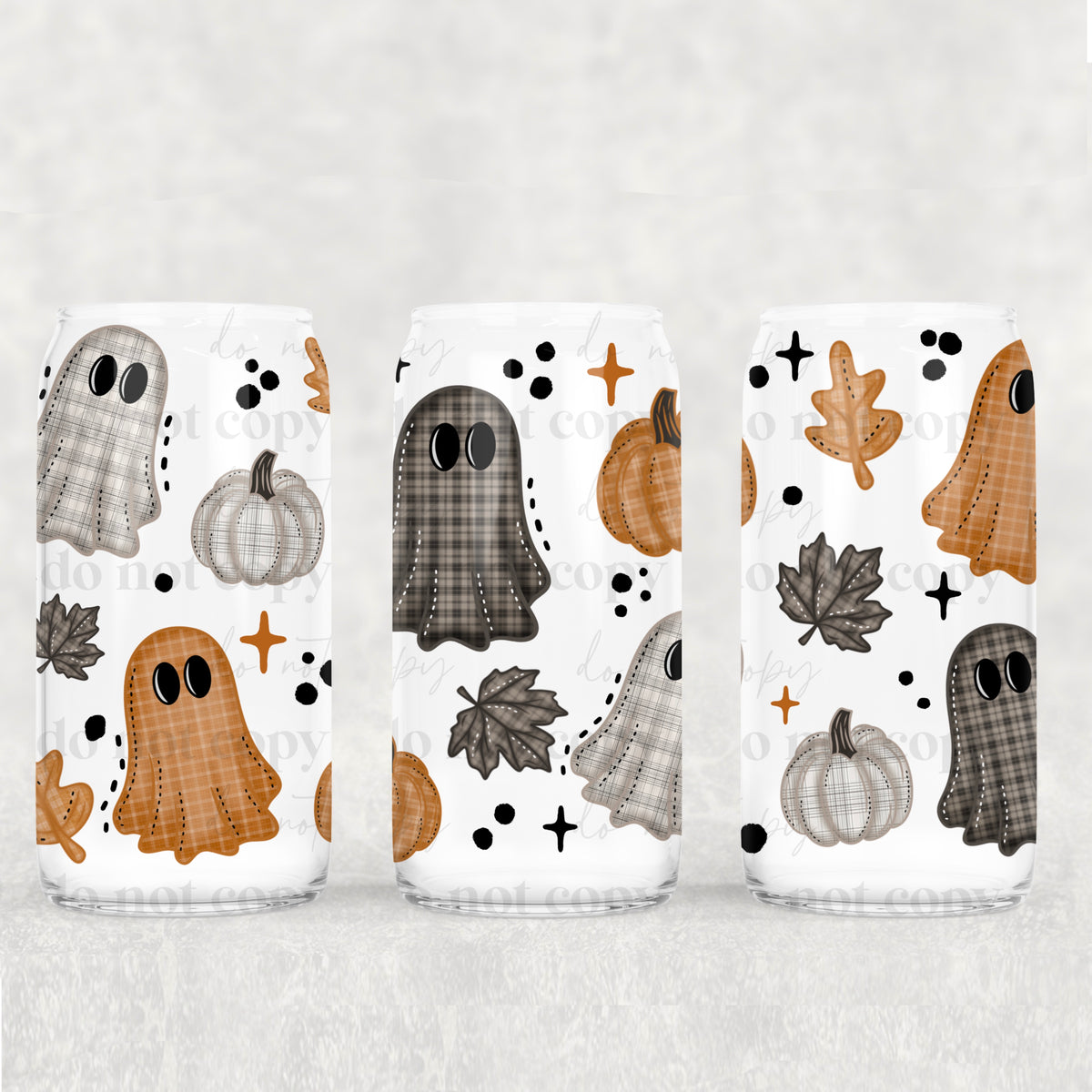 Plaid Ghosts 16oz Glass Wrap