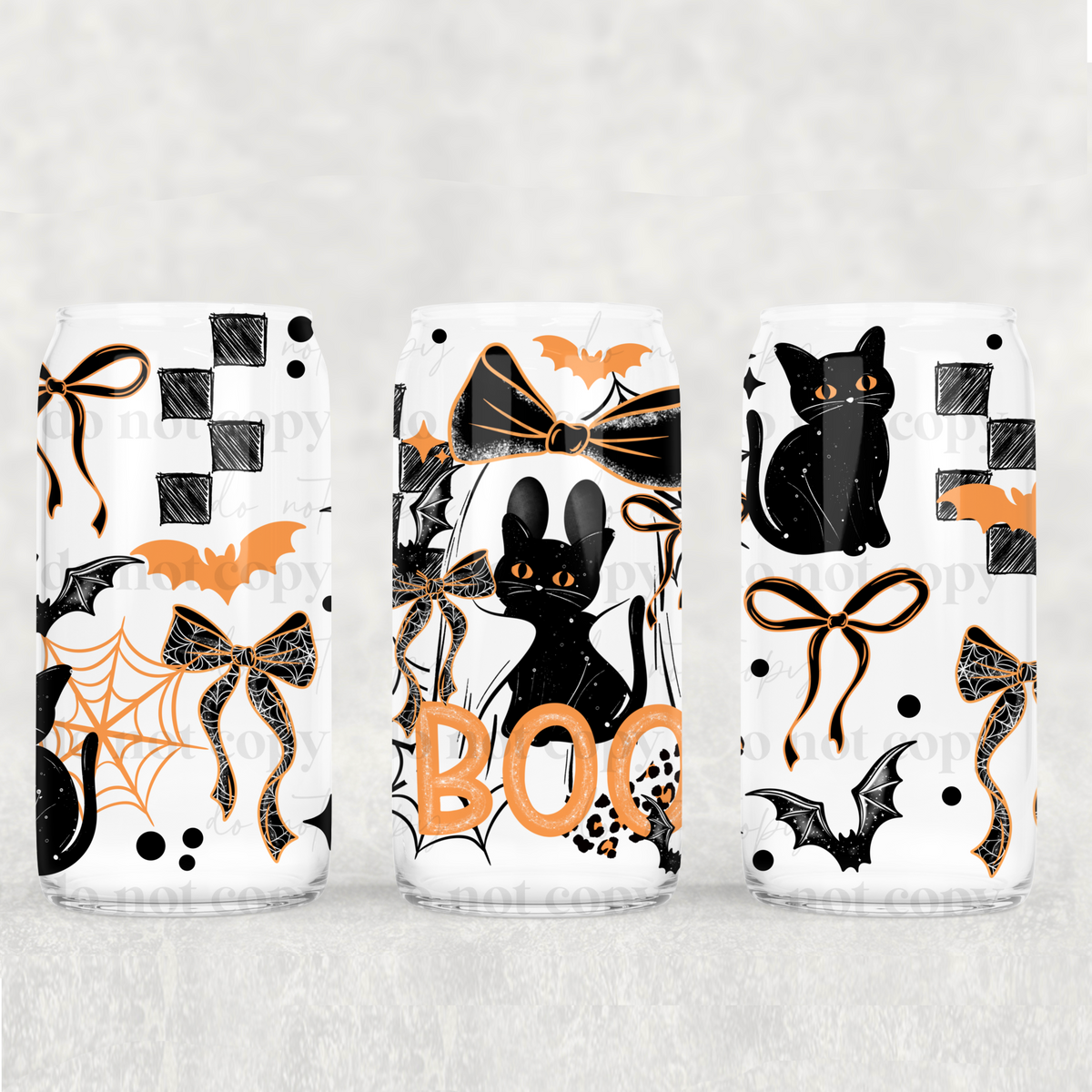 Boo Ghost Cat 16 Oz Glass Wrap