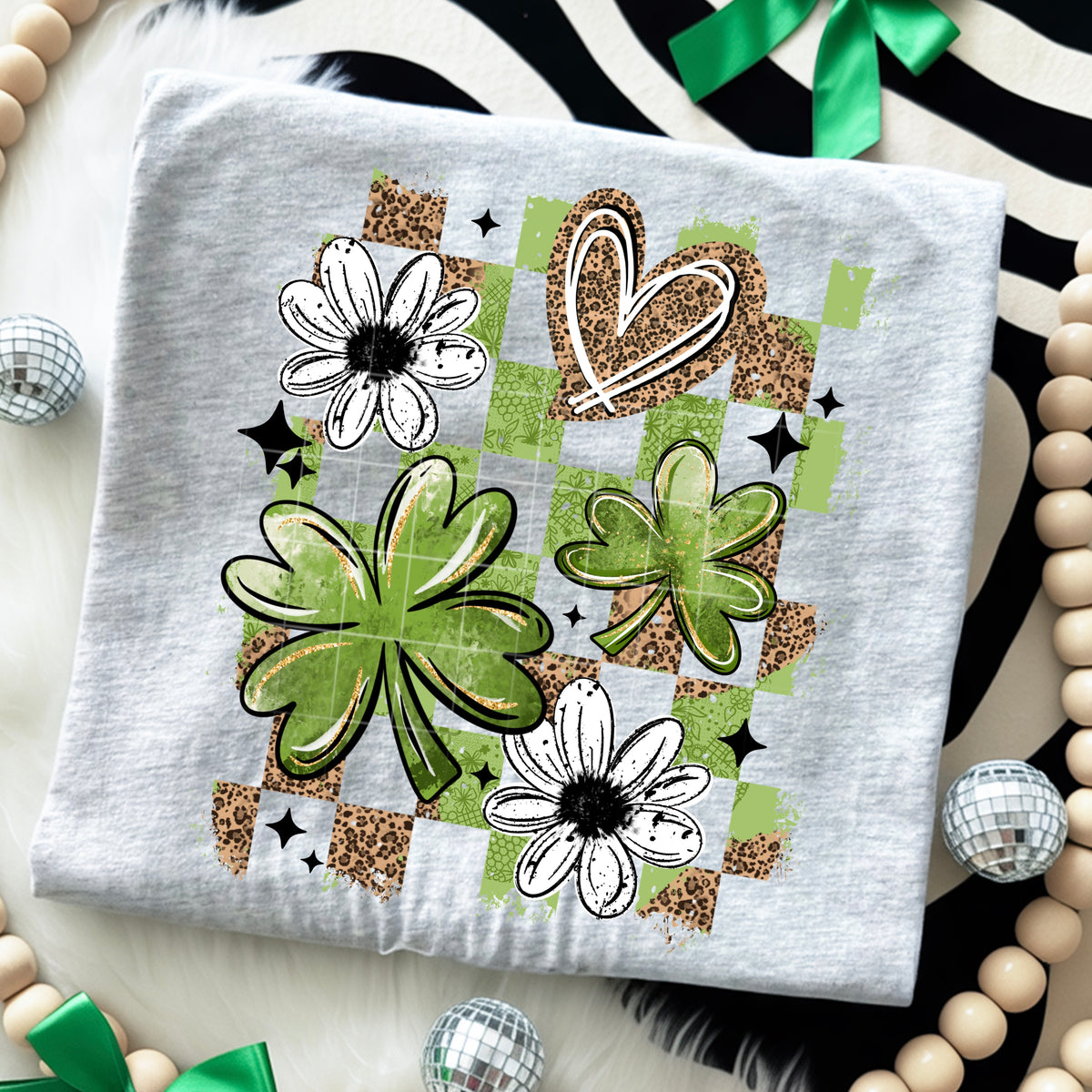 Leopard Shamrock Checker PNG