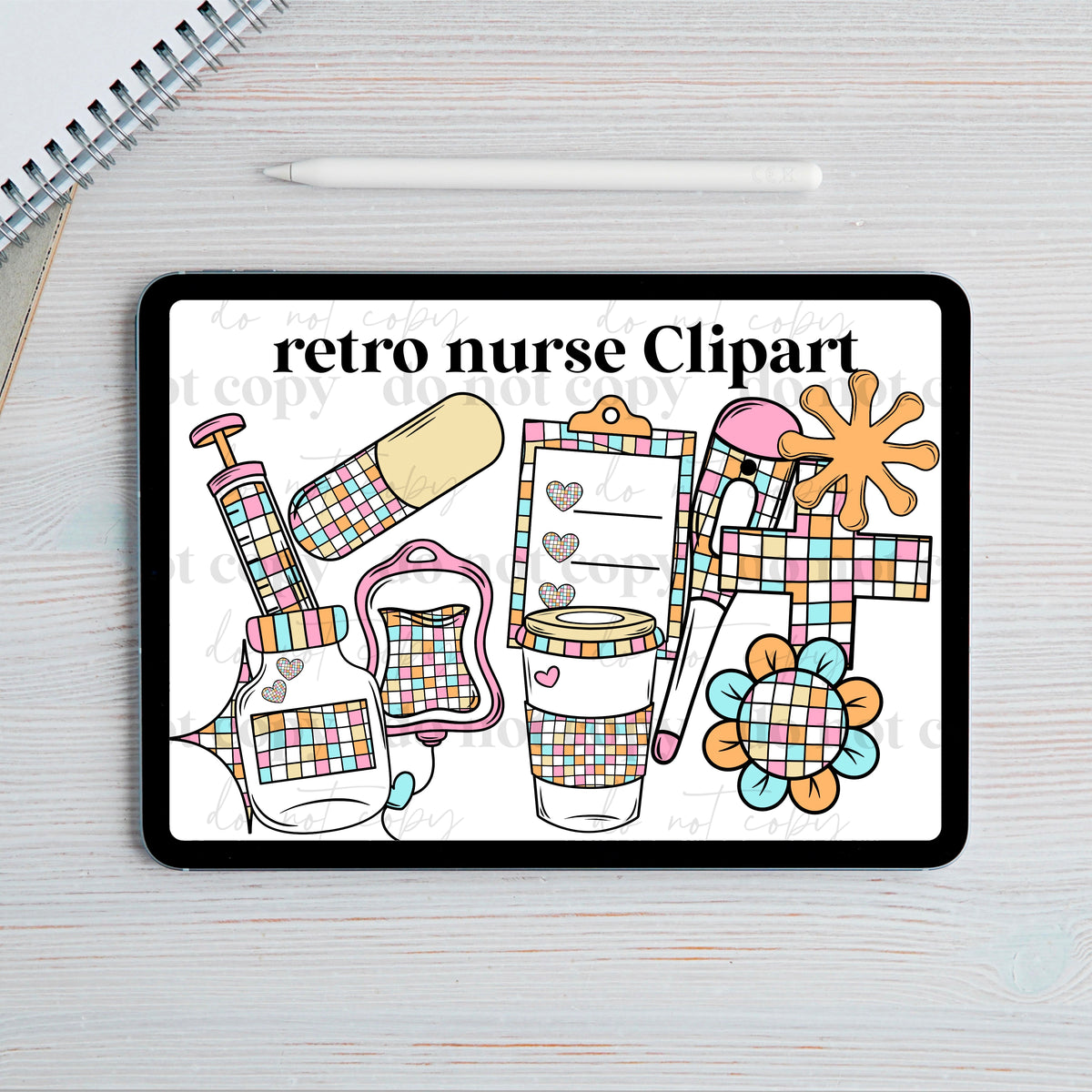 Retro nurse Clipart set