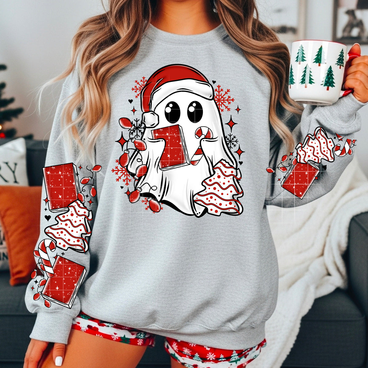 Christmas Ghost with book w/ sleeve PNG