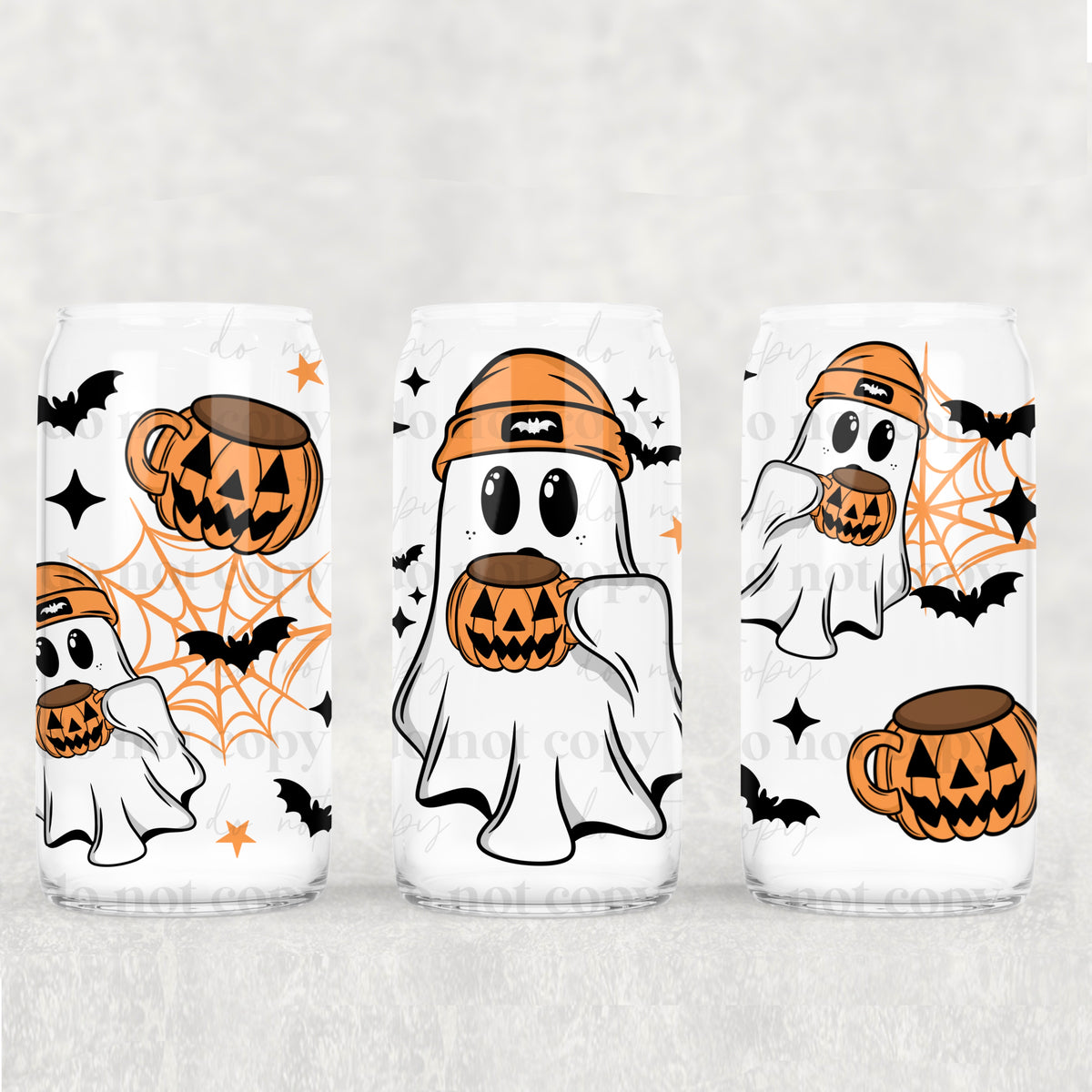 Pumpkin Mug Ghostie 16oz Glass Wrap