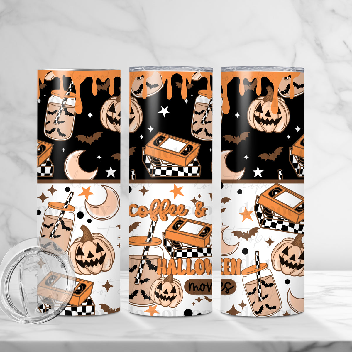 Coffee and Halloween Movies 20oz Tumbler Wrap