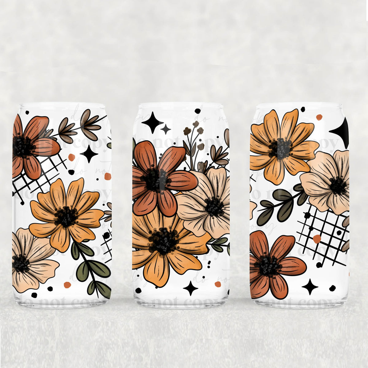 Floral with Dots 16oz Glass Wrap