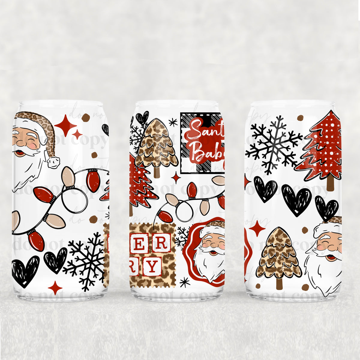 Leopard Christmas 16oz Glass Wrap