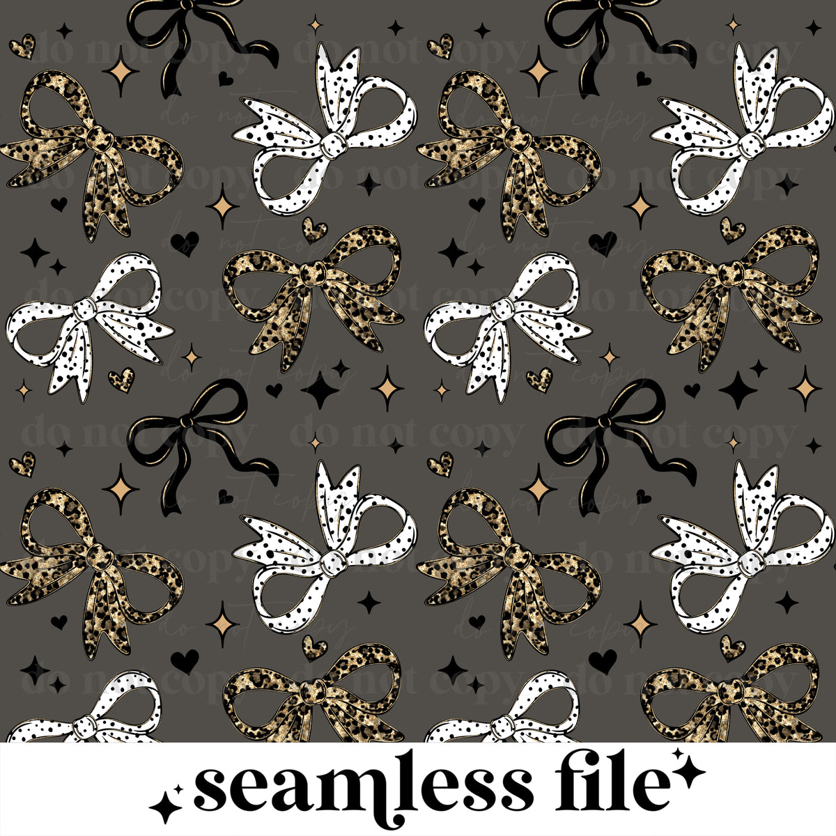 Cheetah and Polkadot Bows Seamless dark background