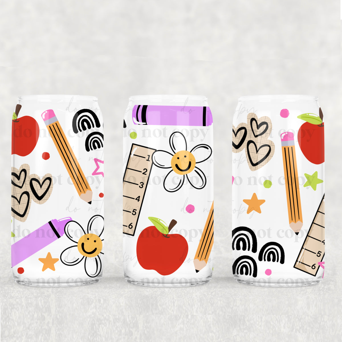 School Supplies 16oz Glass Wrap