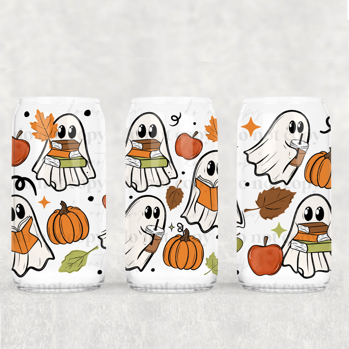 Fall Ghosties 16oz Glass Wrap