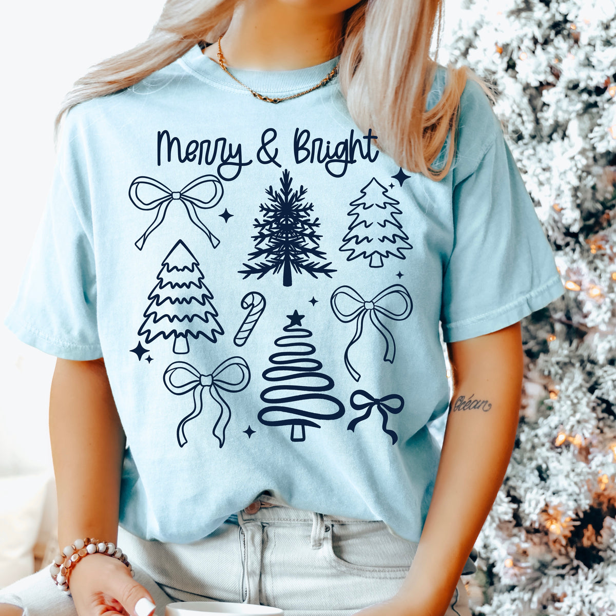 Merry Bright Trees Single Color PNG