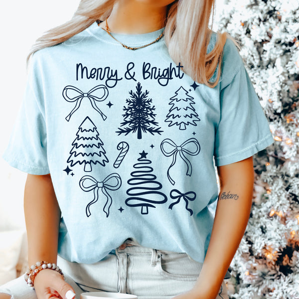Merry Bright Trees Single Color PNG