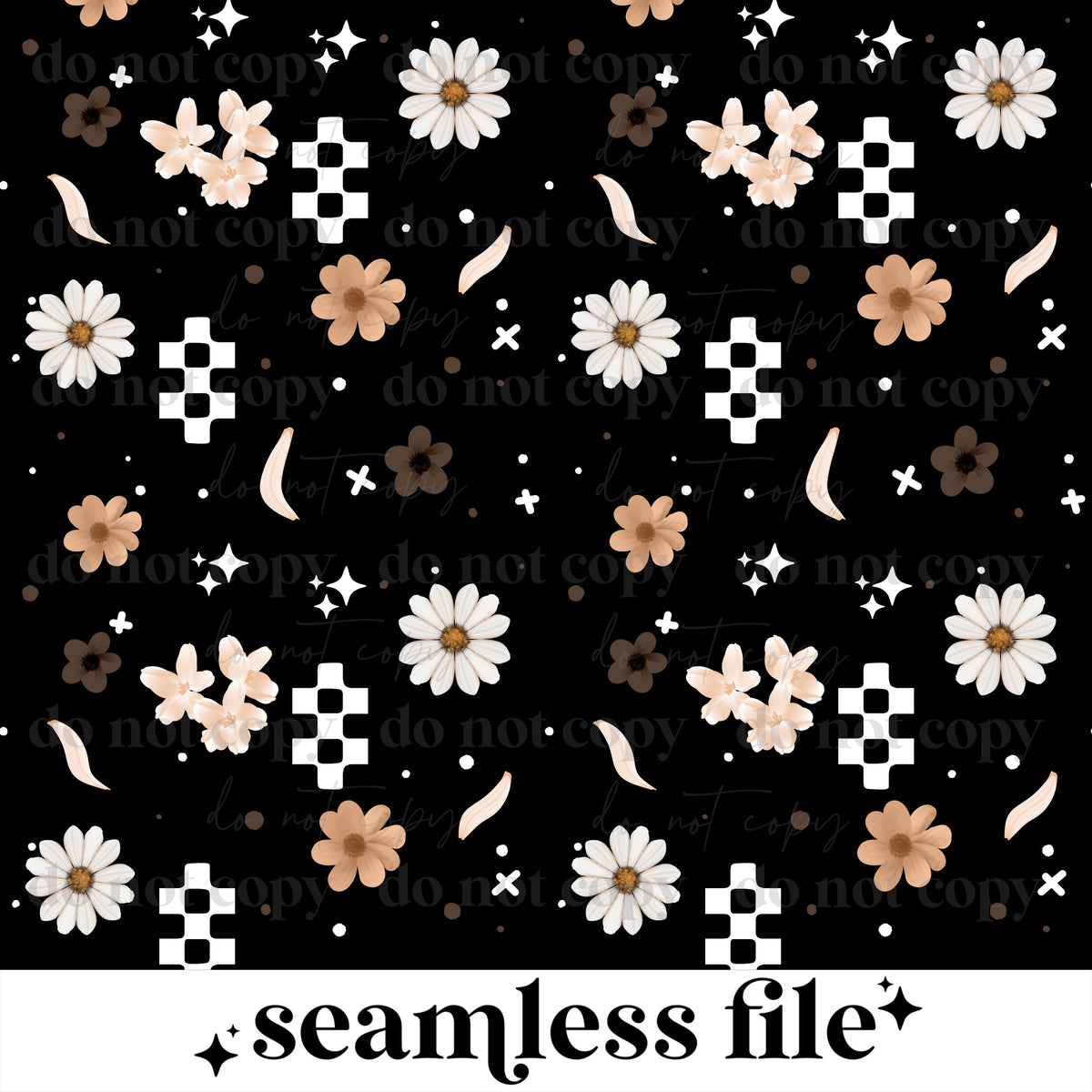 Flowers and Checker Seamless