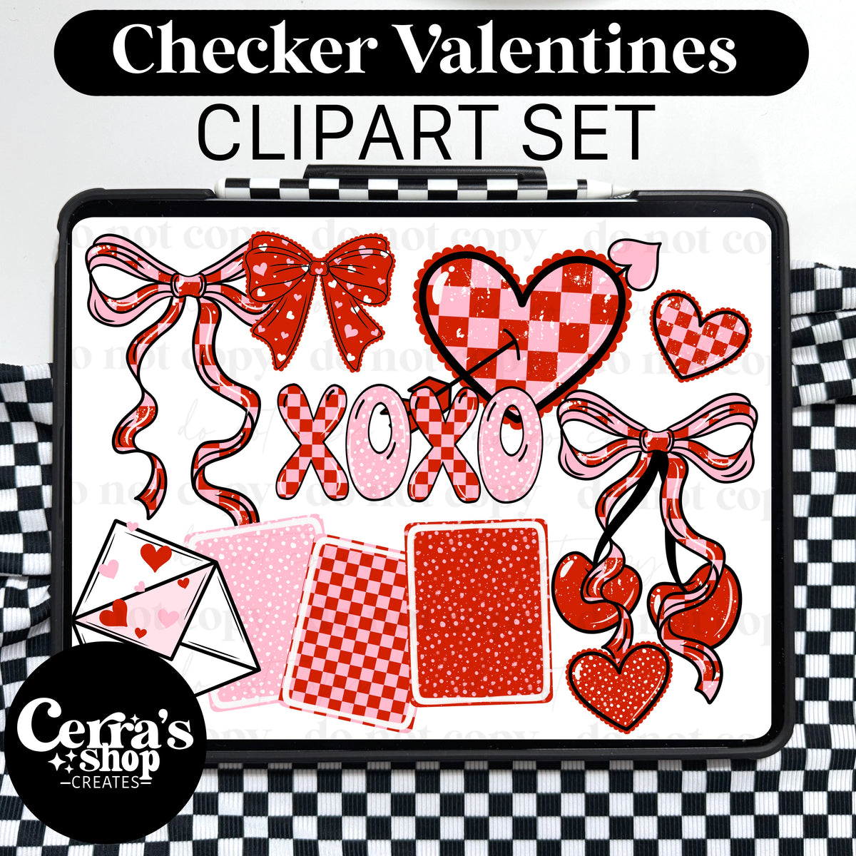Checker Valentines Clipart set
