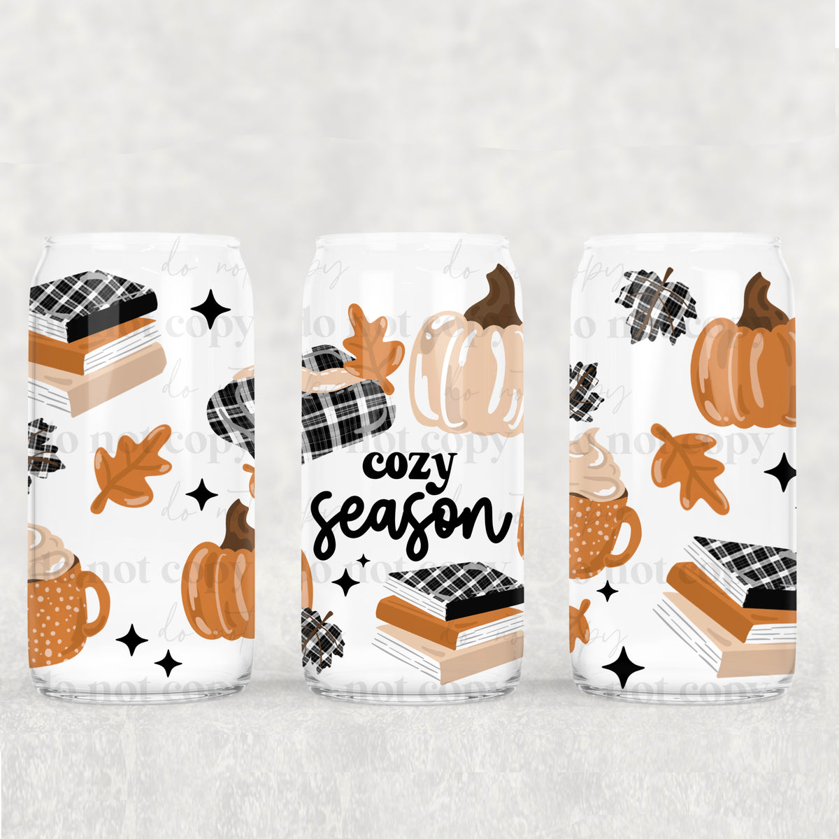 Cozy Books and Pumpkins 16oz Glass Wrap