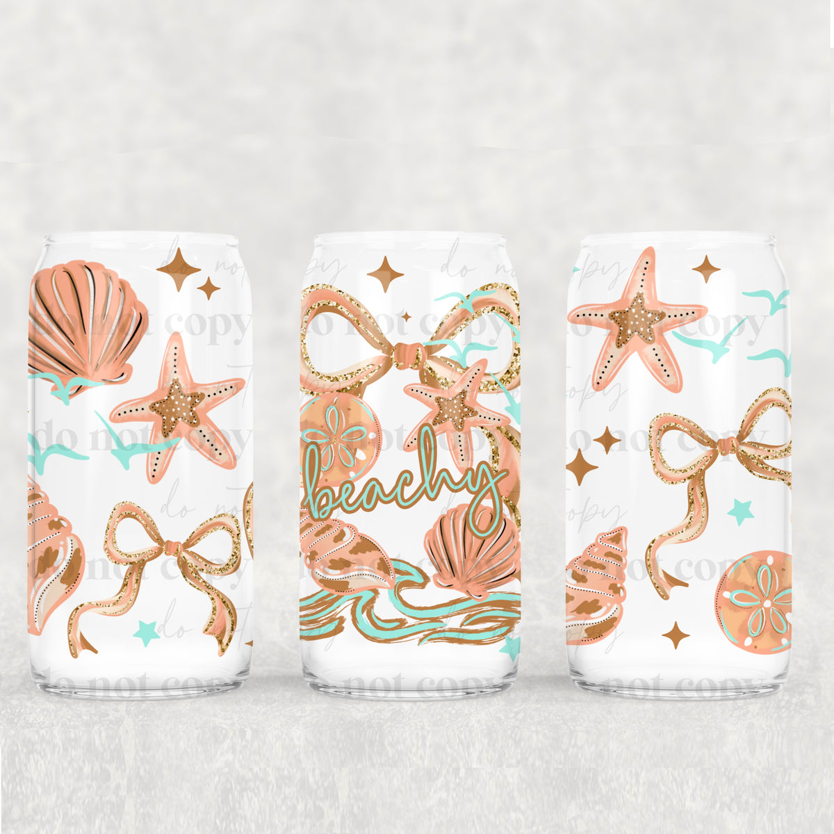 Beachy Bows and Shells 16 Oz Glass Wrap