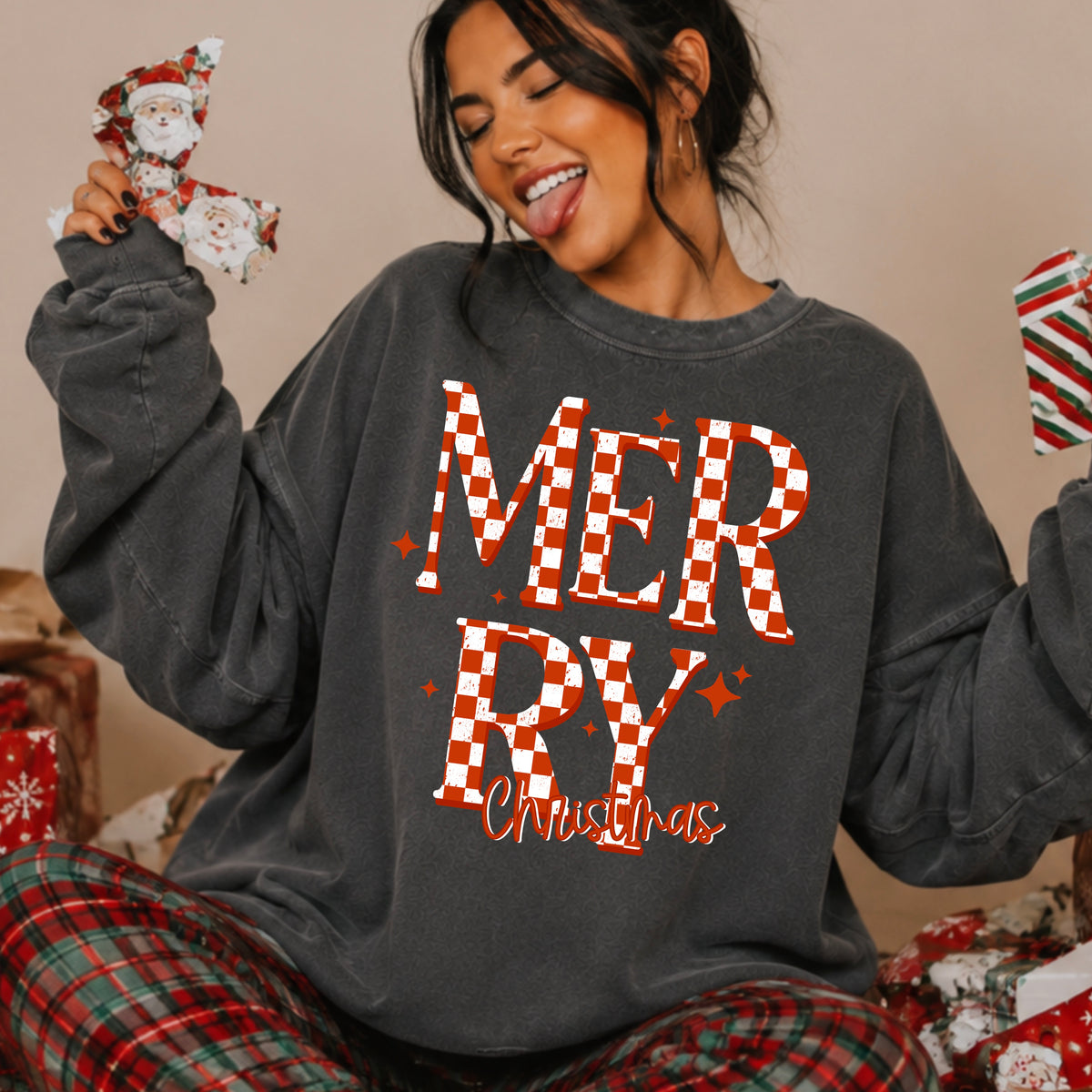 Checker Merry Christmas PNG