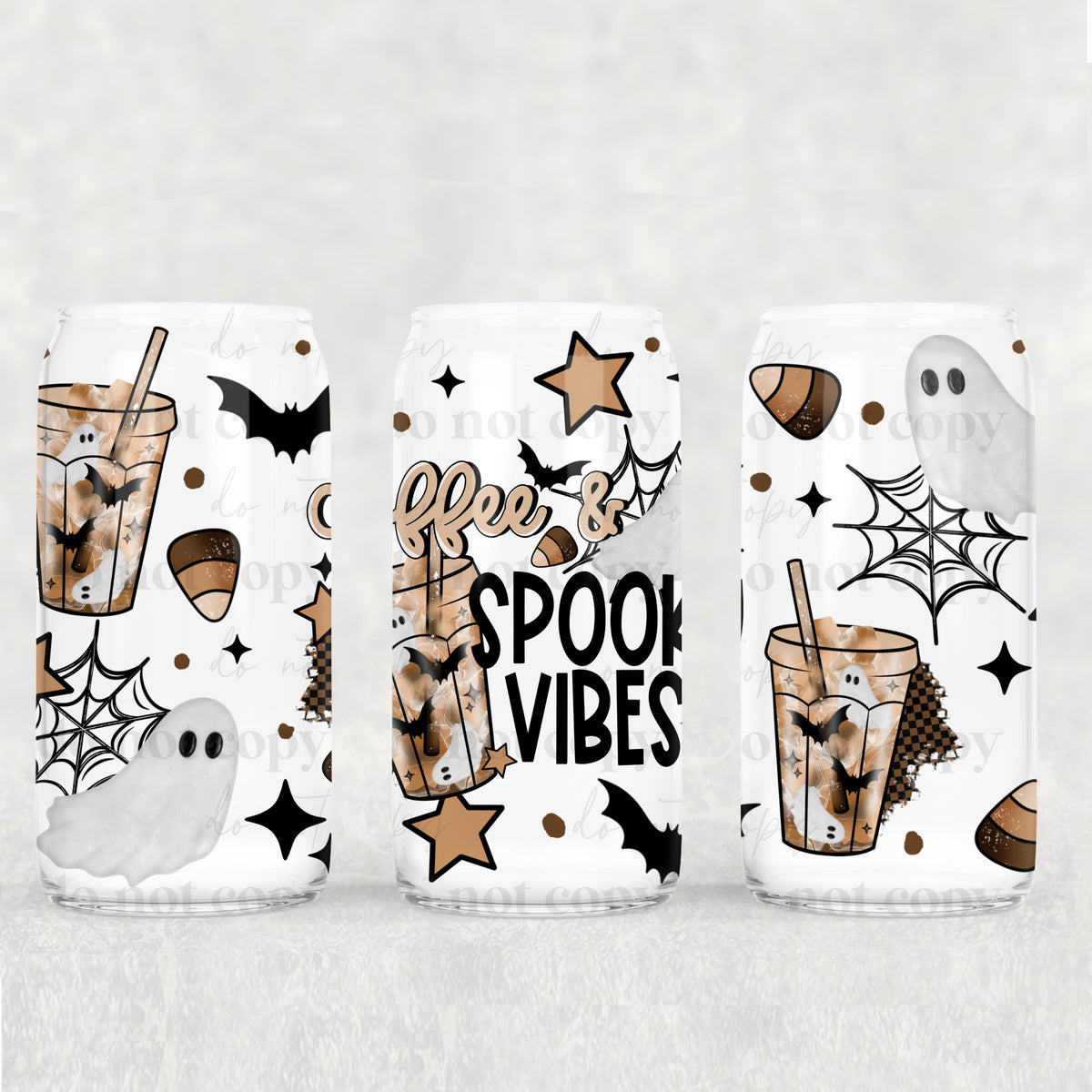 Coffee and Spooky Vibes 16oz Glass Wrap