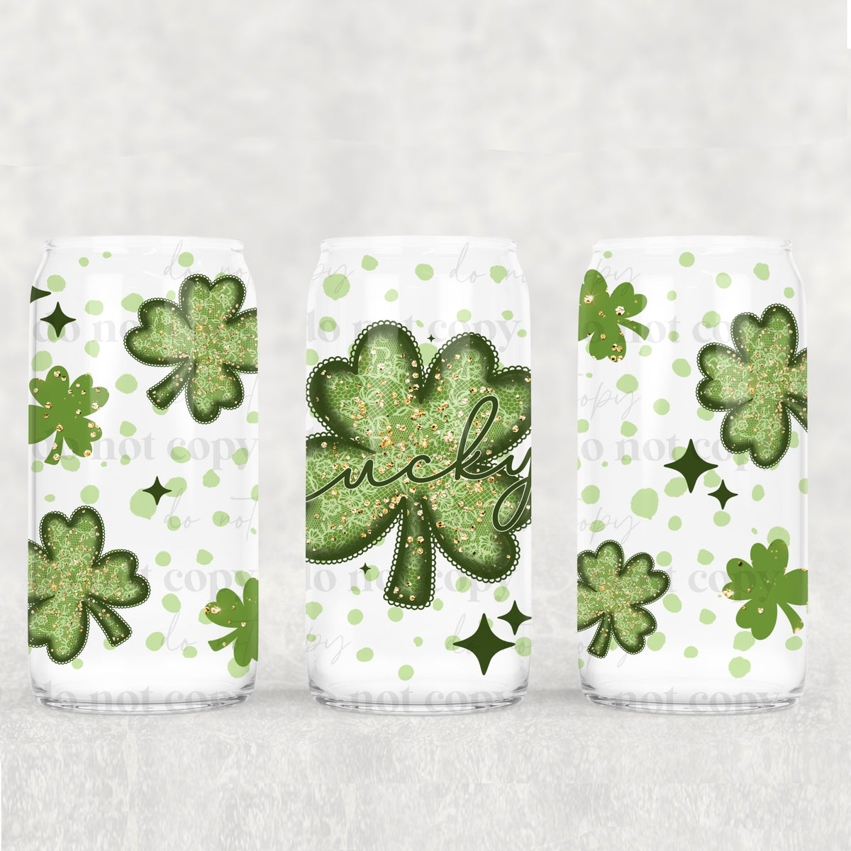 Lucky Lace Shamrock 16oz Glass Wrap