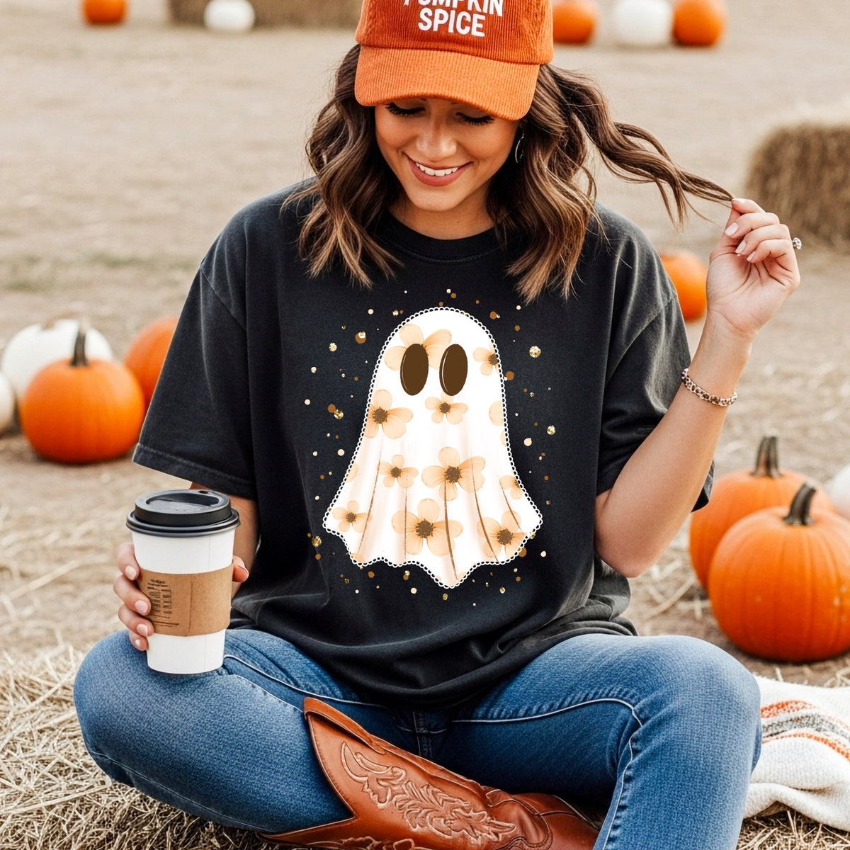 Floral Splatter Ghost PNG