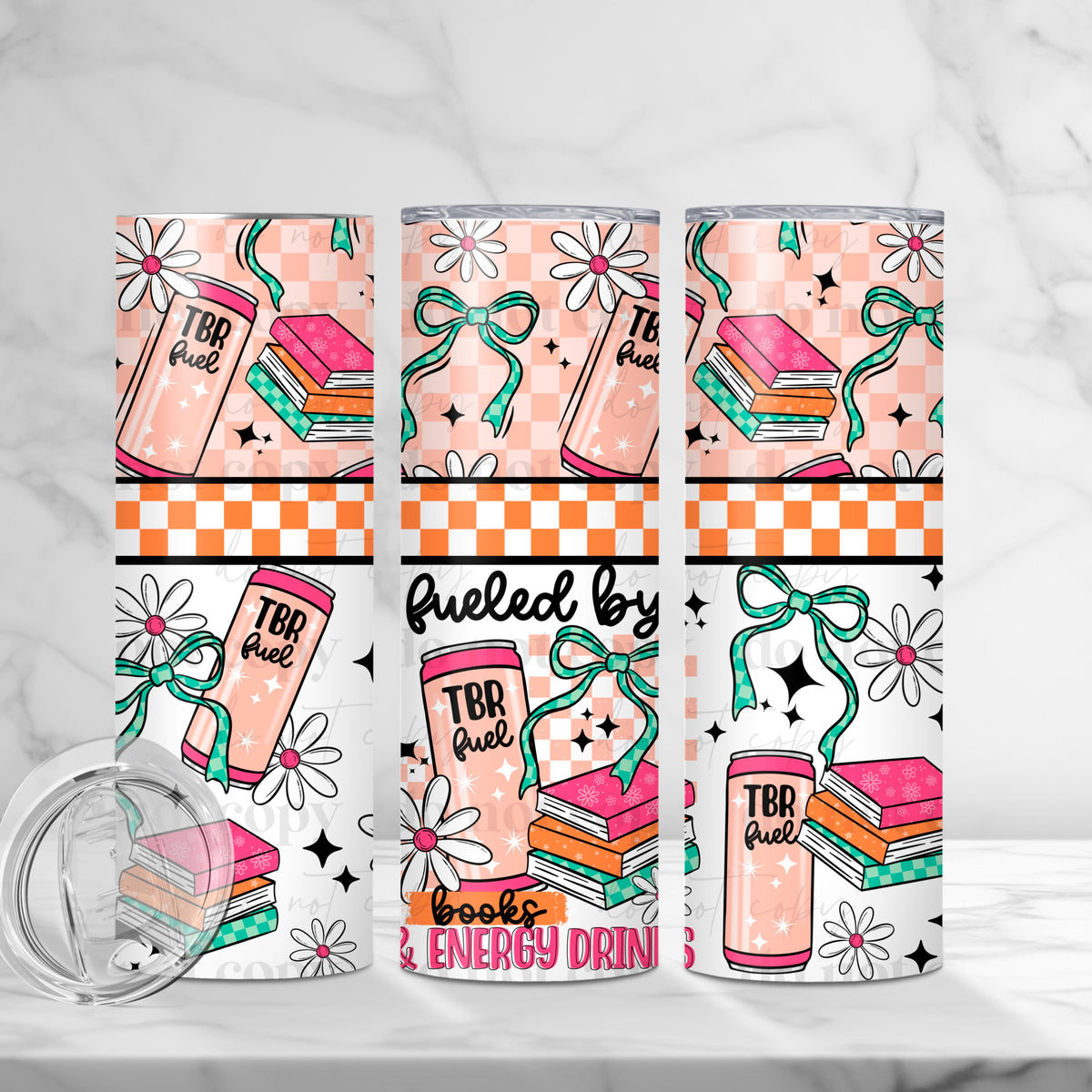 TBR Fuel books and energy drinks 20 Tumbler Wrap