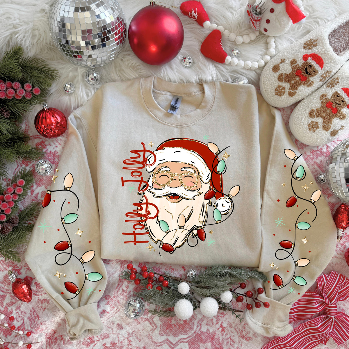Holly Jolly Santa w/ Sleeves PNG