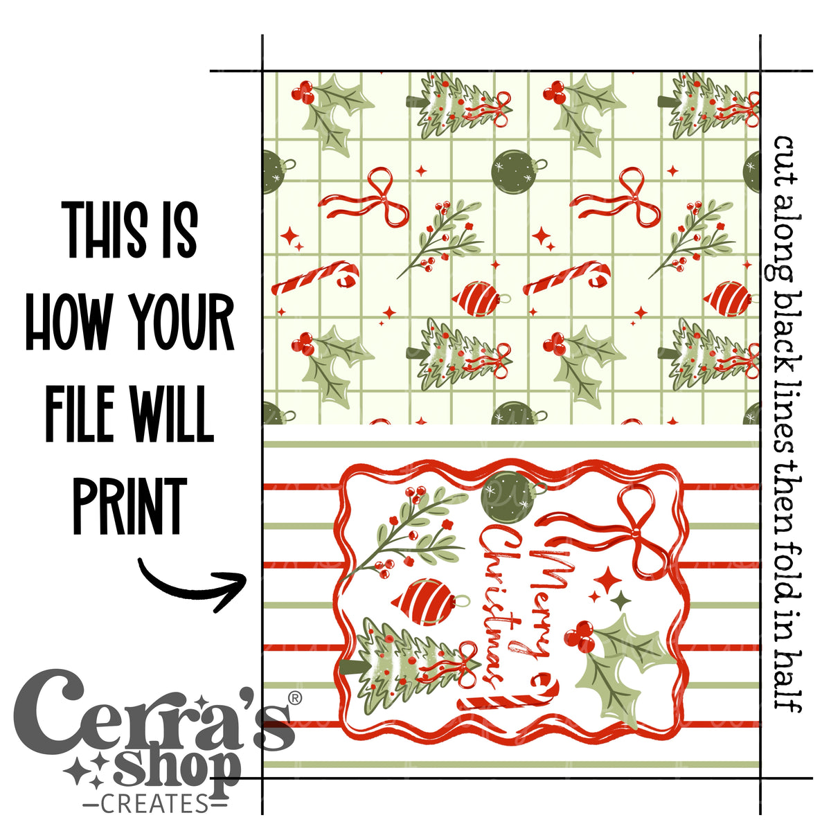 Merry Christmas Printable Card: digital download
