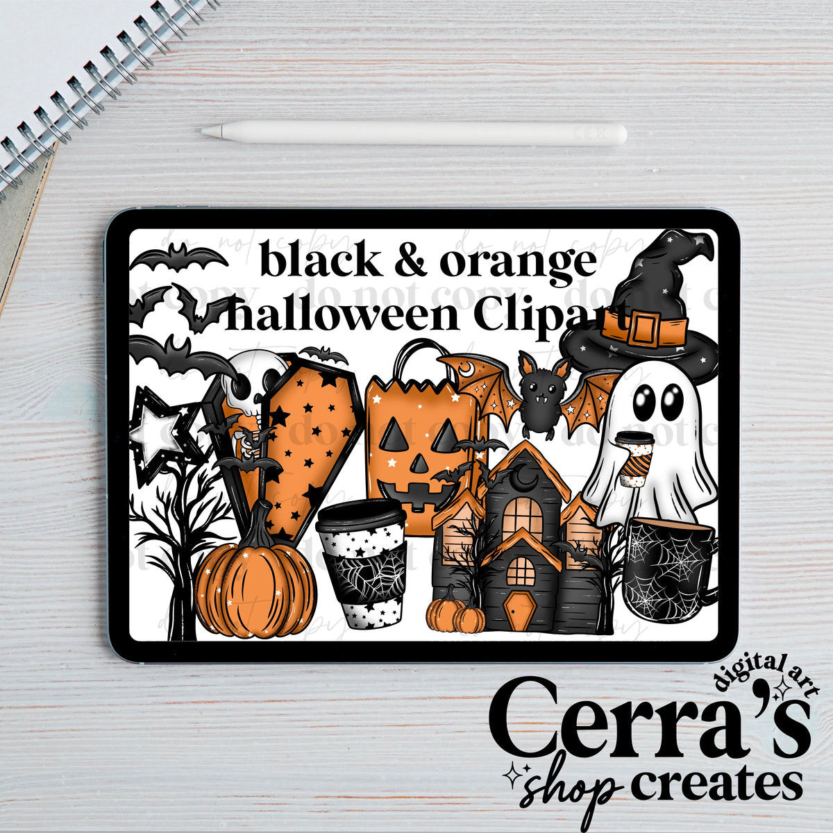 Black and Orange Halloween Clipart set