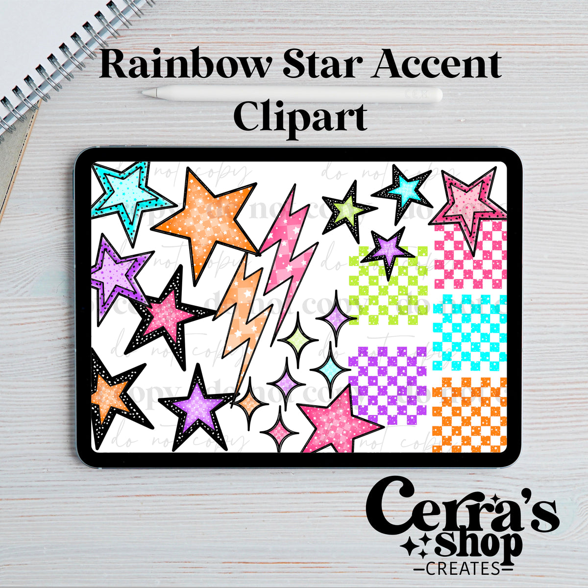 Rainbow Star Accents Clipart set