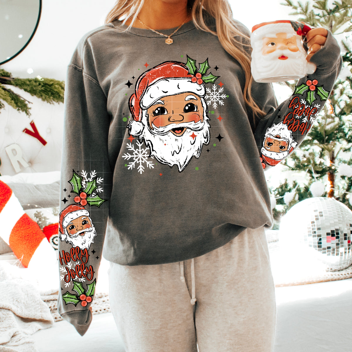 Holly Santa two skin tones PNG