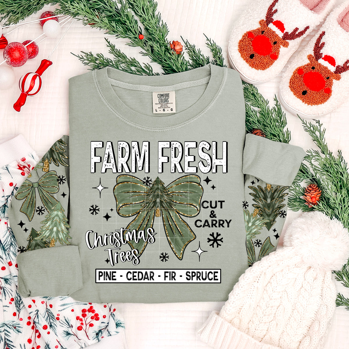 Farm Fresh Trees Bow w/ sleeves PNG