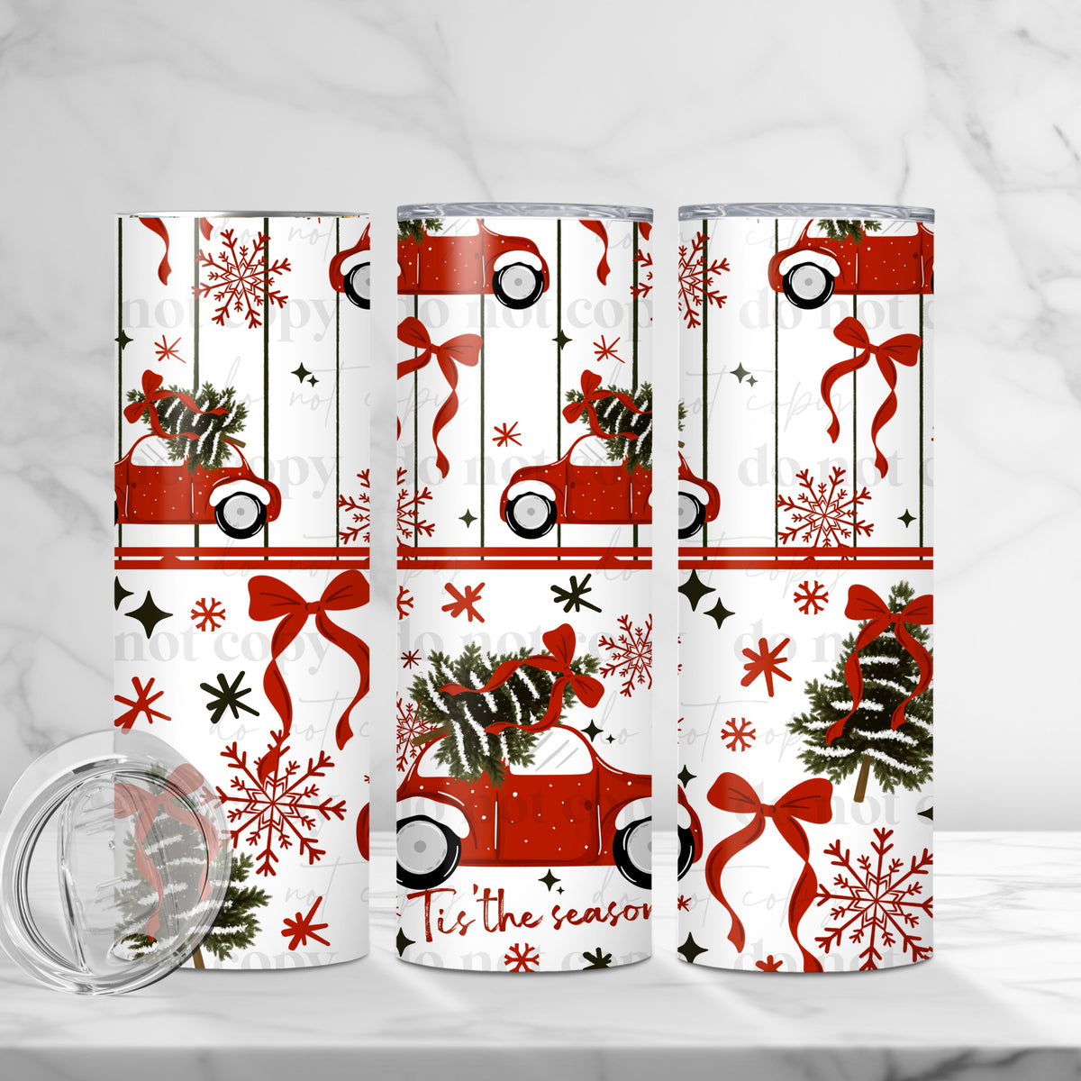 Tis The Season Red Car 20 Oz Tumbler Wrap