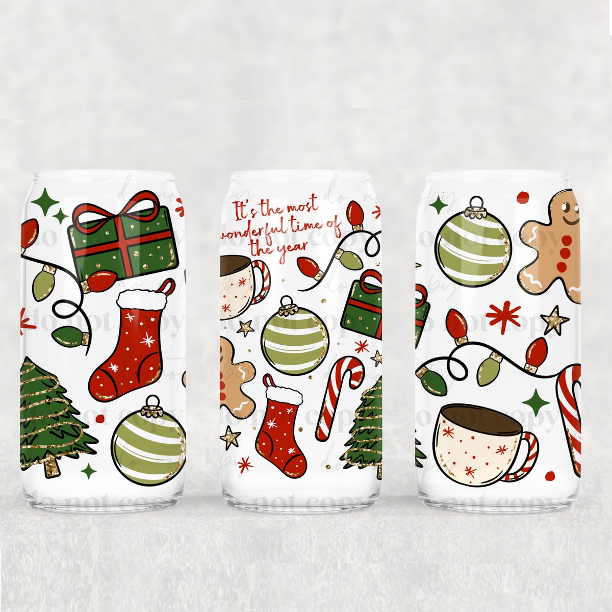 Wonderful Time of the Year Christmas 16oz Glass Wrap
