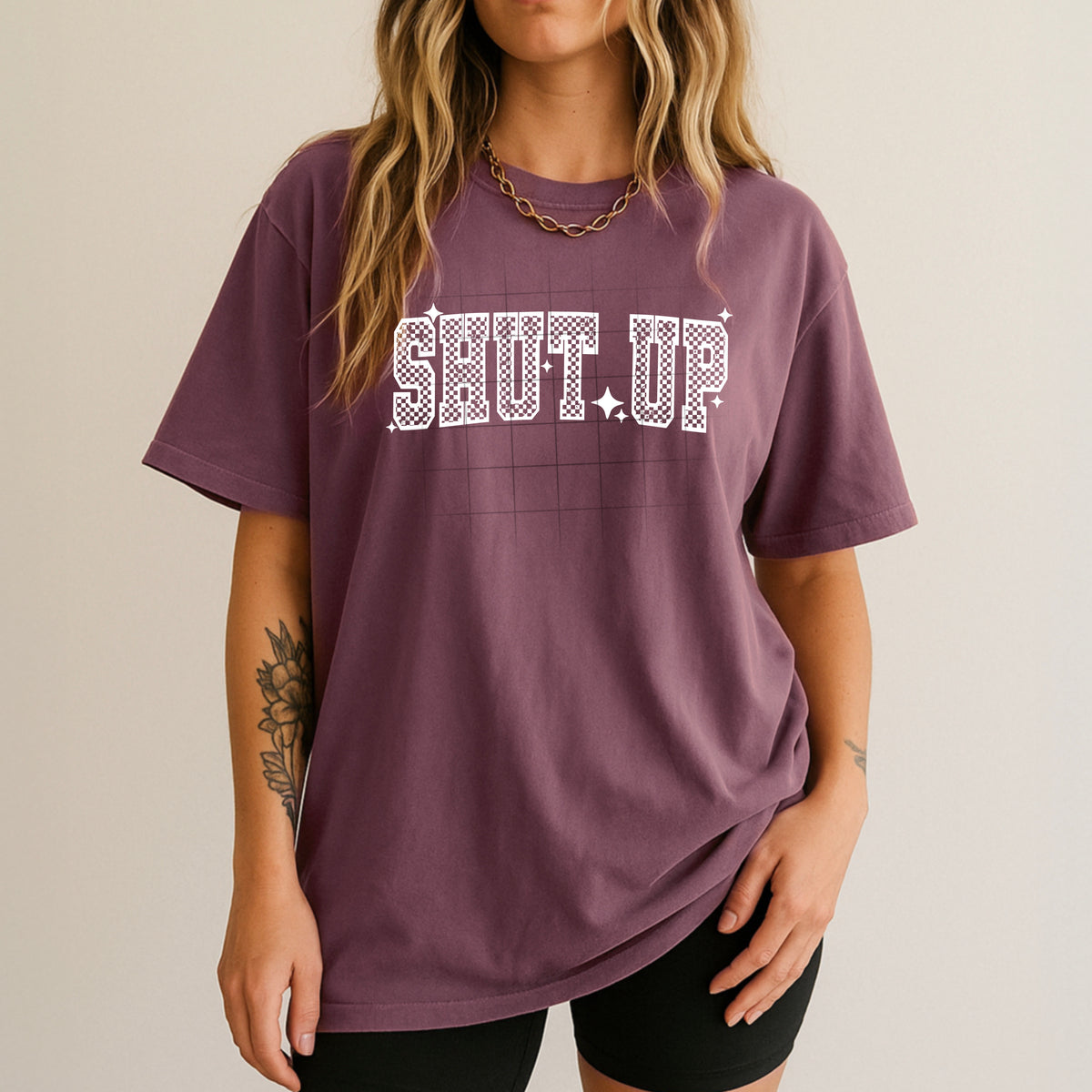 Shut Up Checker Single Color PNG
