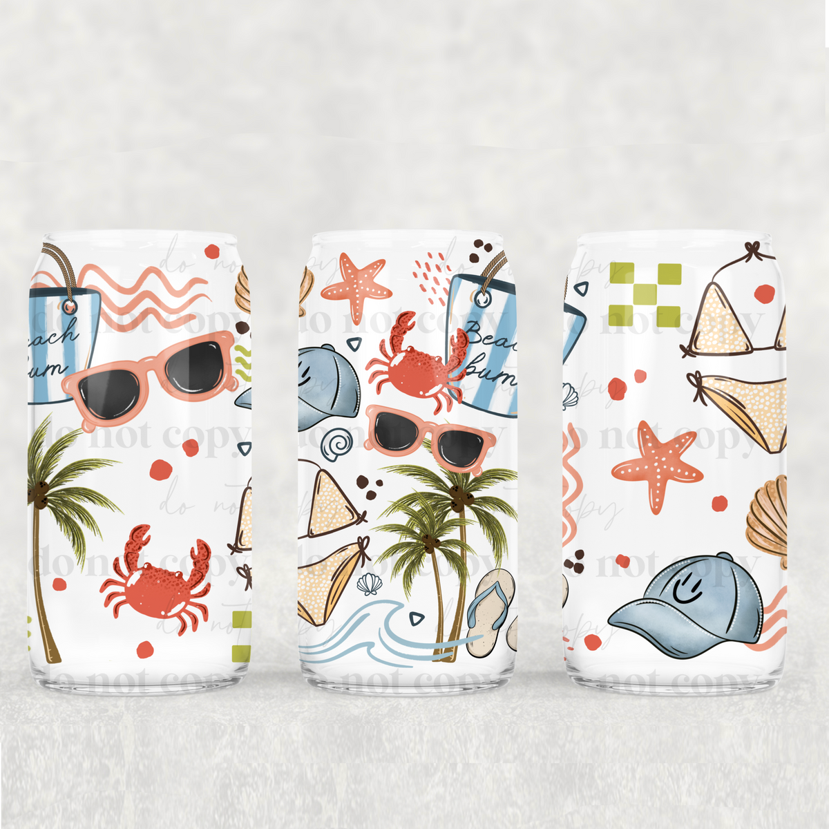 Beach Collage 16oz Glass Wrap