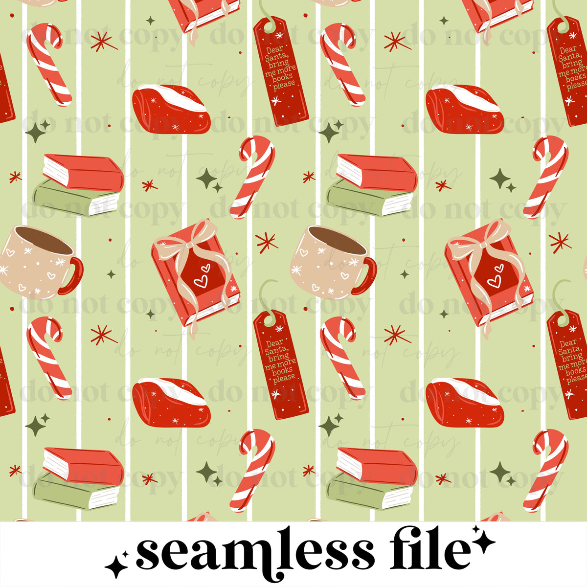 Blankets books coffee Christmas Seamless