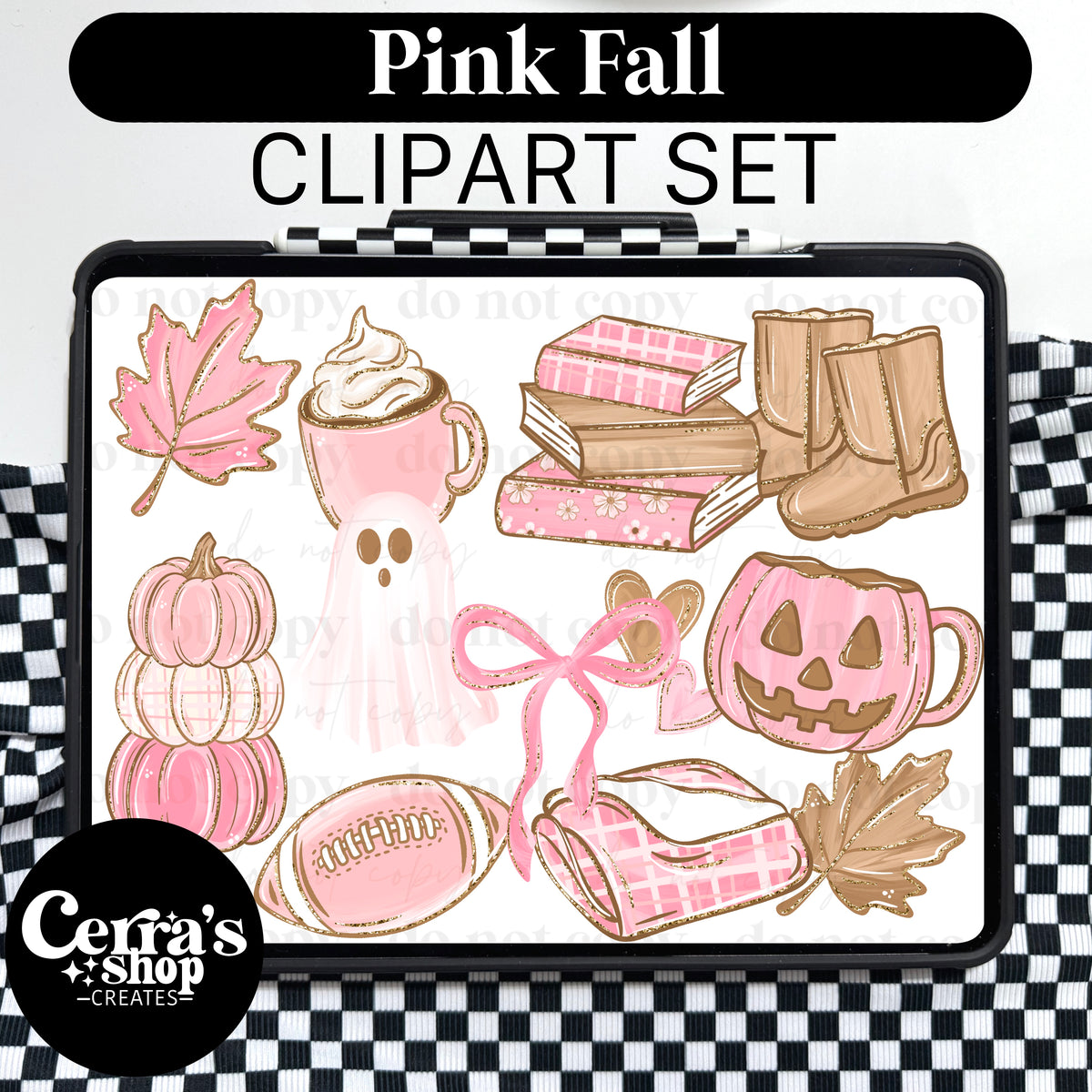 Pink Fall Clipart Set