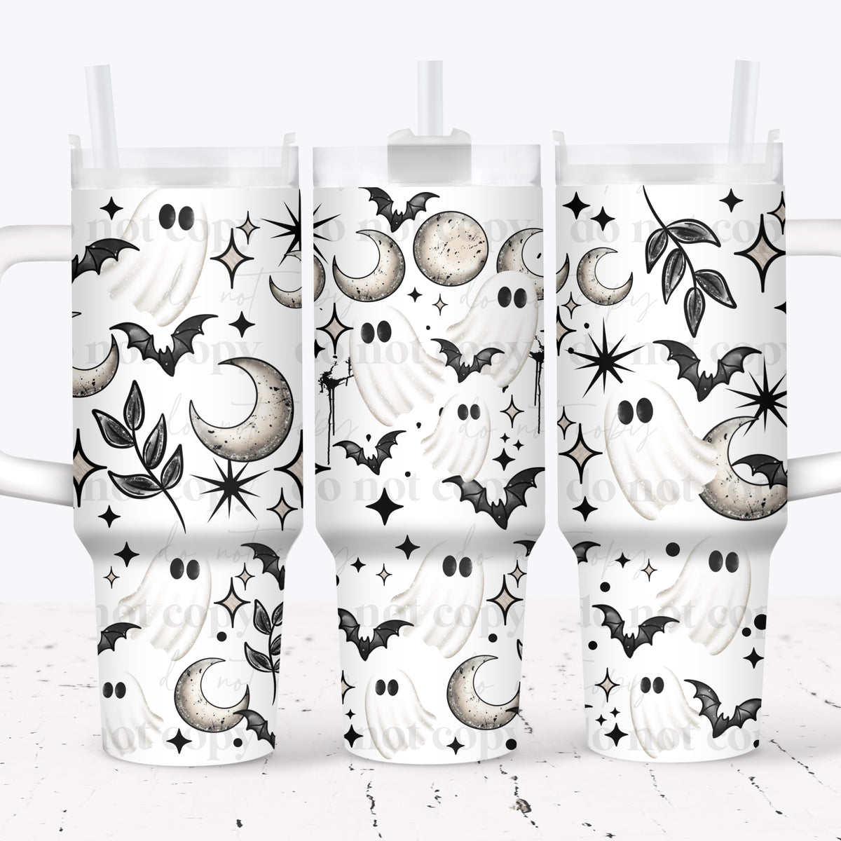 Ghosts and Moons 40oz Tumbler Wrap