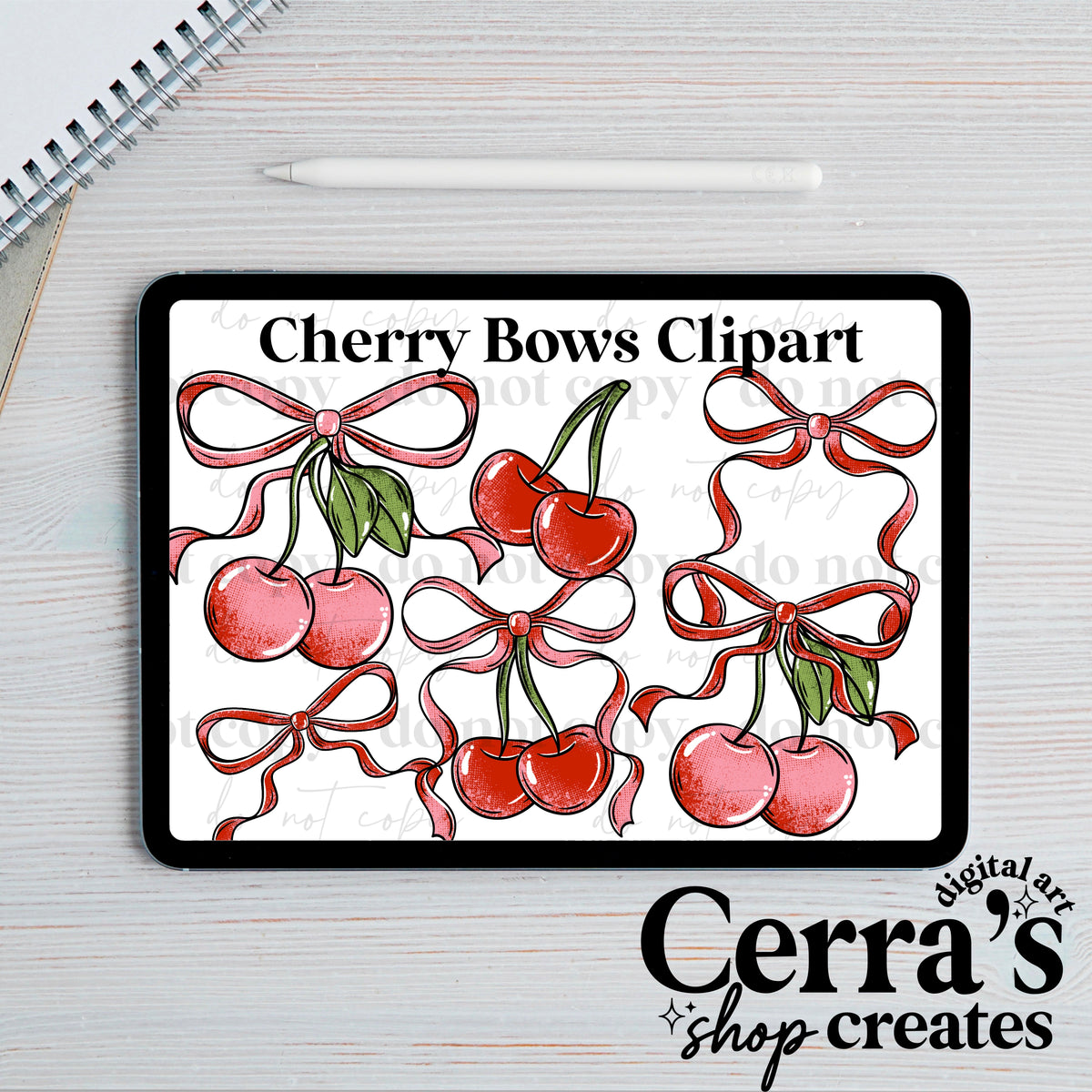 Cherry Bows Clipart set