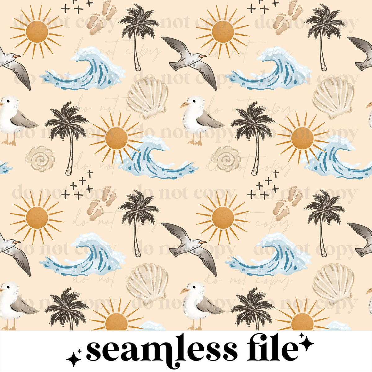 Sun Salt Sea Sand Seamless