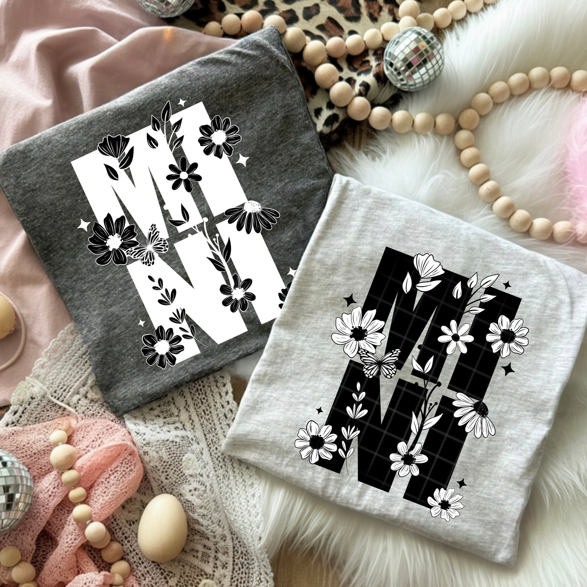Mini B&W florals PNG