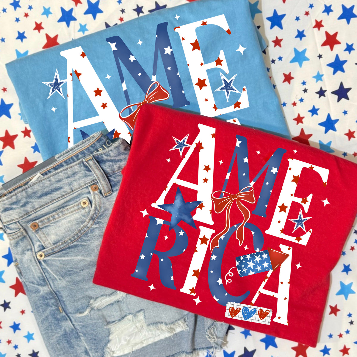America stacked (3 colorways) PNG