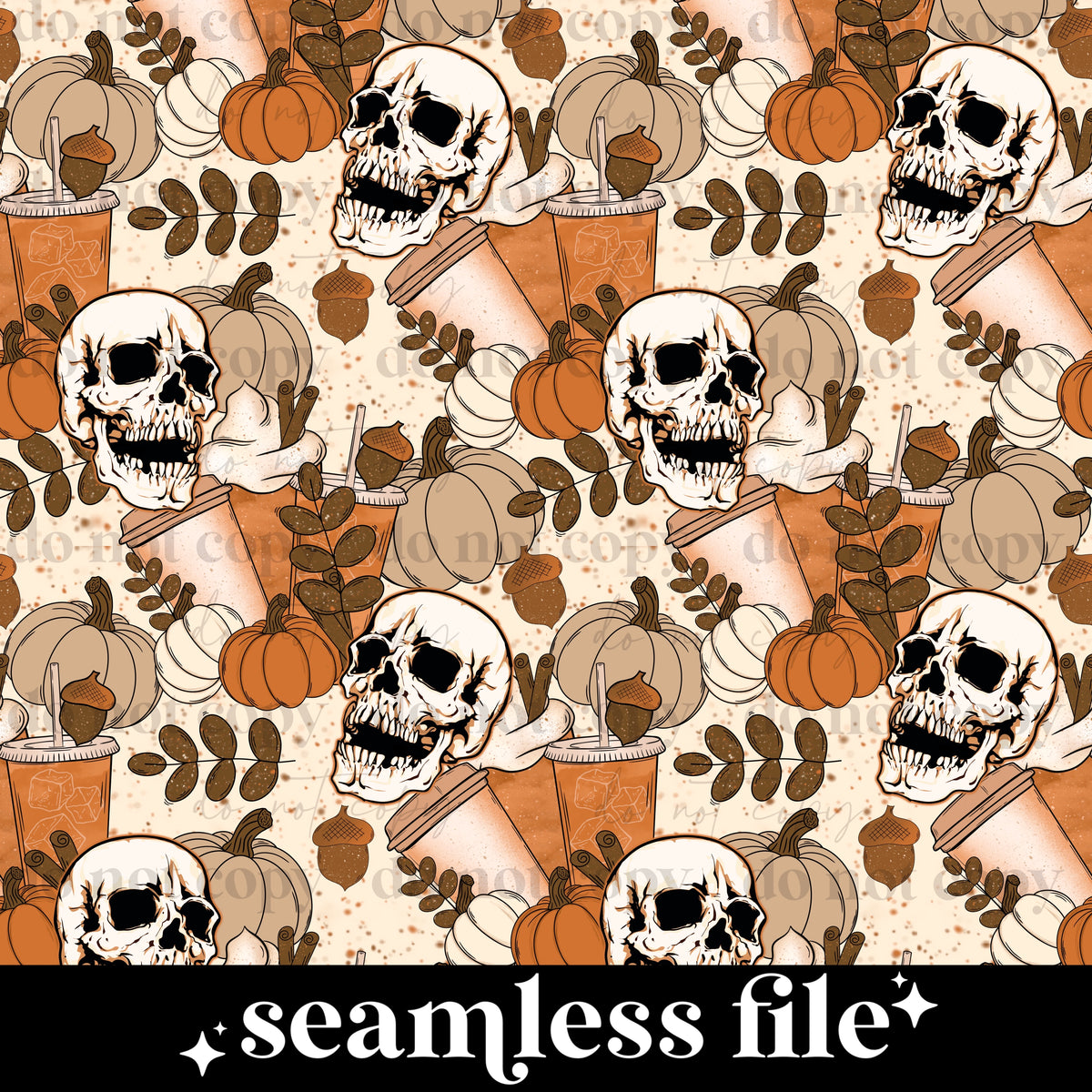 Fall Skellie Seamless PNG